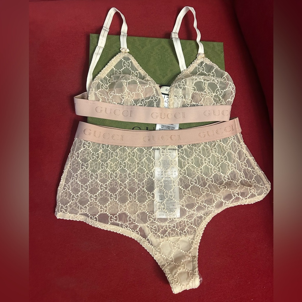 Gucci Women's tulle monogram  Bra Set NWOT - Picture 2 of 9